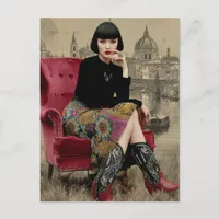 Woman in a Red Chair Postcard