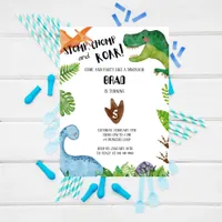 Jungle Dinosaur Birthday Party  Invitation