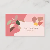 Trendy Abstract Shape Leaf Pink Beige Girly Business Card