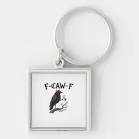Gothic Crow F-Caw-F Bird Funny Halloween Raven Keychain