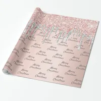 Rose gold glitter pink silver sparkle Christmas Wrapping Paper