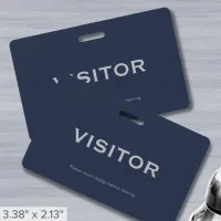 Simple Navy Blue Visitor Badge