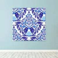 Art Nouveau Blue-Vintage Floral Scallop  Canvas Print