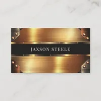 Gold and Bronze Riveted Industrial Business Card