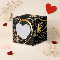 Romantic Black Gold Heart Valentine Favor Boxes