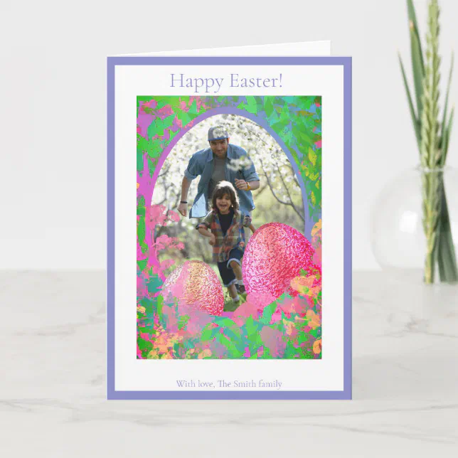 Blue Easter egg hunt Holiday Card