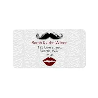 kiss mustache zebra stripe return address label