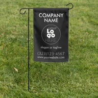 White Business Logo + Black Lawn Flag Outdoor Sign