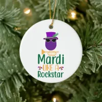 Mardi Like A Rockstar Typography Personalized Ceramic Ornament