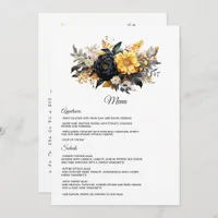 Black and Gold Floral Wedding Menu