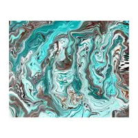 Teal and Black Marble Fluid Art