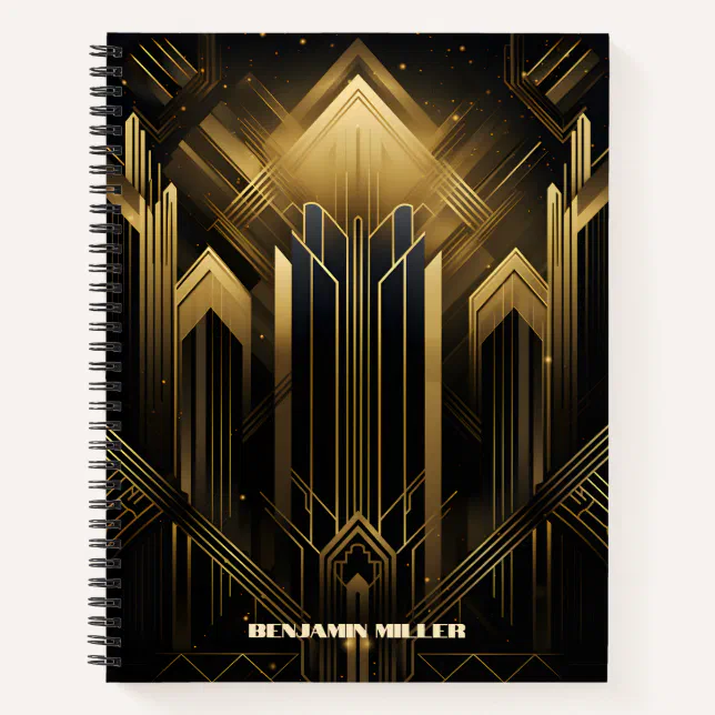 Art Deco Retro Vintage Classic 1920s Black & Gold Notebook