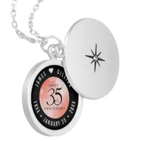 Elegant 35th Coral Wedding Anniversary Celebration Locket Necklace