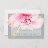 Wedding RSVP | Pink Watercolor Hibiscus Flower