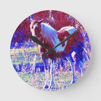 Pinto Horse Round Clock