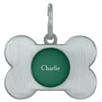 Custom Personalized Name Photo Art Hunter Green Pet ID Tag