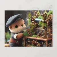 Adorable Steampunk Otter Works on Machinery Postcard