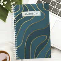 Personalized Navy & Gold Abstract Planner