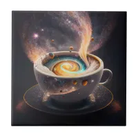 Cosmic Sips: Celestial Journey through the Galaxy Ceramic Tile