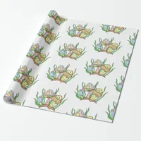 Yellow Pink Pop Art Style Retro Mushroom Birthday  Wrapping Paper