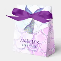 Purple Pink Glitter Mermaid Tail Birthday Favor Boxes