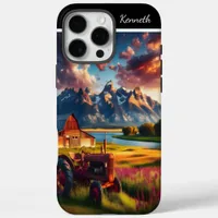 Tractor Sunset in the Mountains iPhone 16 Pro Max Case