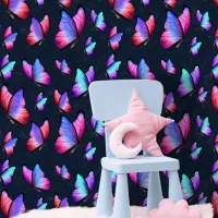 Iridescent Magenta Purple Butterflies Starry Dust Wallpaper