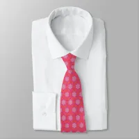 Geometric Pink Stars Orange & Pink Hexagon Pattern Neck Tie