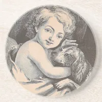 Vintage Child and Dog Drink Coaster