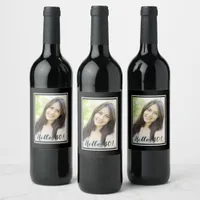 40th birthday black white photo wine label