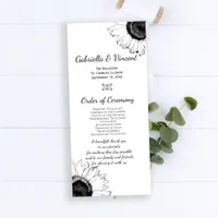 Black and White Sunflowers Wedding Program