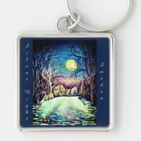 Silent Night Winter Full Moon Keychain