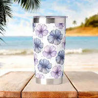 Floral Watercolor Pattern Lavender and Blue Insulated Tumbler
