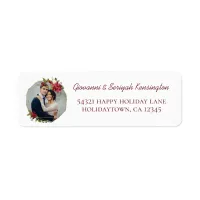 Elegant Christmas Geometric Foliage Holiday Photo Label