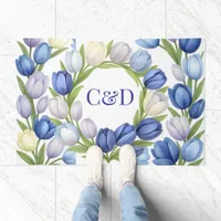 Serenity in Bloom Pastel Tulip Floral Home Decor Doormat