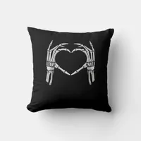 Skeleton Hands Heart Sign Retro Halloween Costume  Throw Pillow