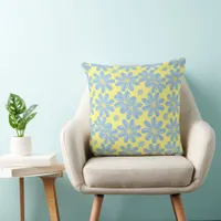 Blue Flower Floral Pattern - Throw Pillow