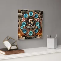 Timeless Circle 5th Anniversary Floral Design Square Wall Clock