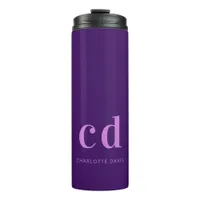 Purple pink monogram initials name modern thermal tumbler