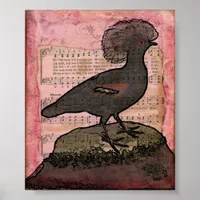 Vintage Crowned Bird Poster