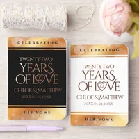 Elegant 22nd Copper Wedding Anniversary Foil Vow Books