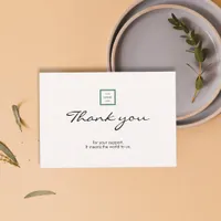 Modern Minimalist Green Border Logo Business Thank You Card