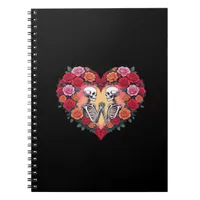 Skeleton Couple Holding Hands Inside A Heart Of Ro Notebook