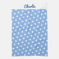 Blue Polka Dots Pattern Stylish Personalized Kitchen Towel