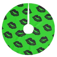 Halloween Lips Pattern Green Black Brushed Polyester Tree Skirt