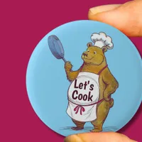 Cute Bear Cooking, Let's cook Chefs gift Button