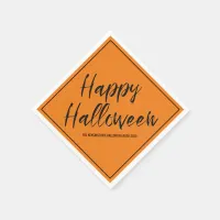 Modern Happy Halloween Typography Black Glitter Napkins