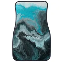 Blue, Black and Gray marble Fluid Art  Car Floor Mat