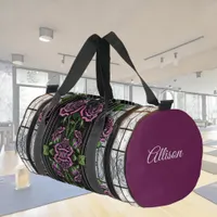 Purple roses by the window - gothic style custom duffle bag