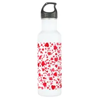 Red Confetti Hearts  Stainless Steel Water Bottle